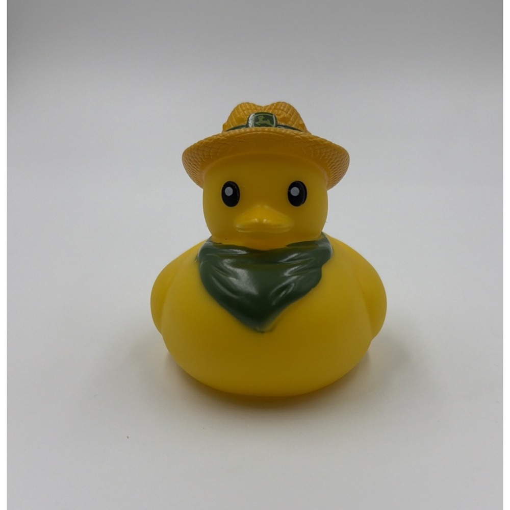 JOHN DEERE Farmer Straw Hat Rubber Duck Approx 2.5"